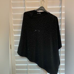 Joseph Ribkoff Black Poncho with Sparkling Accents Excellent Condition One Size